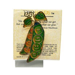 Two Hands Articulated Peas in Pods Brooch Pea Pods New Old Stock Two Hands Brand